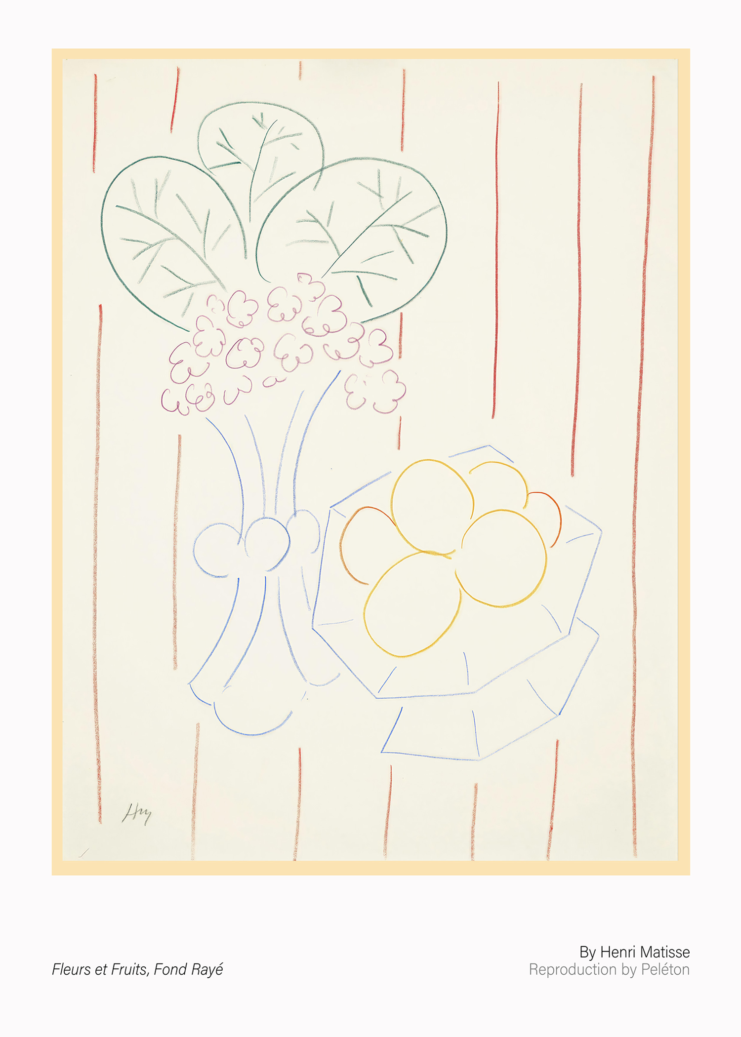 Fleurs et Fruits, Fond Rayé
