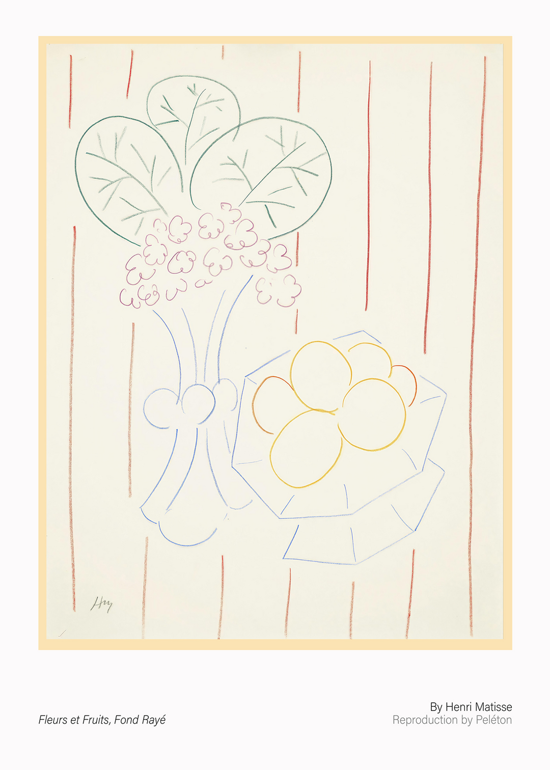 Fleurs et Fruits, Fond Rayé