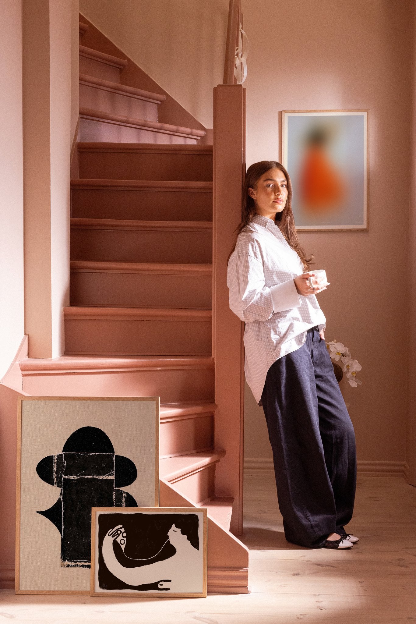 Poster Komposition in rosa Korridor